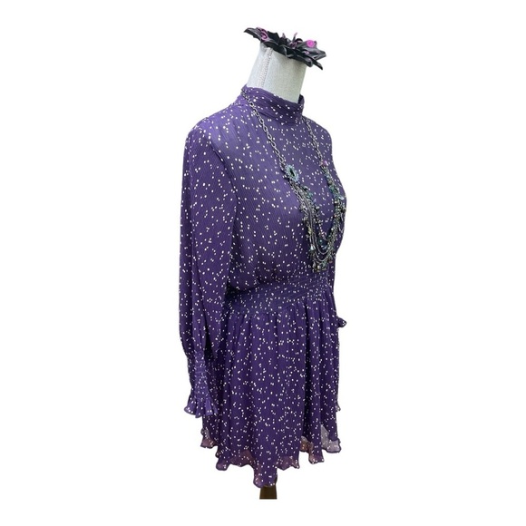 ZARA PURPLE SMOCKED
WAIST & CUFFS POLKA DOT
MINI JUMPERSUITE DRESS SIZE MEDIUM - Picture 3 of 11